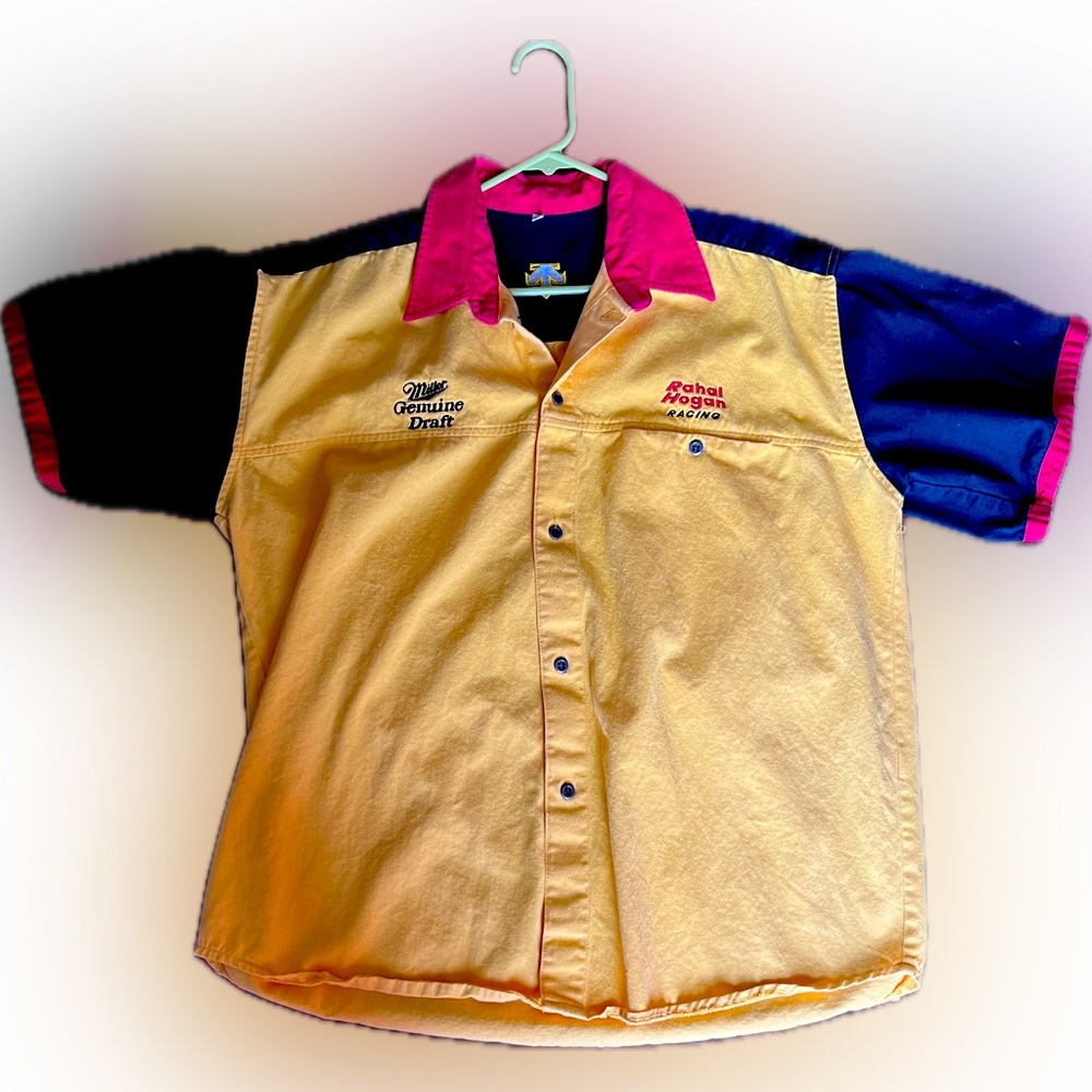 Vintage Rahal Hogan Racing Miller Genuine Draft Button Up Shirt